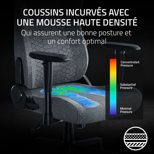 Fauteuil de jeu ergonomique en tissu Iskur V2 X de Razer - Gris