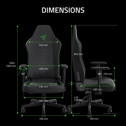 Fauteuil de jeu ergonomique en tissu Iskur V2 X de Razer - Noir