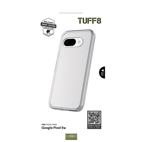 Étui rigide ajusté de Tuff8 pour Pixel 9a - Transparent