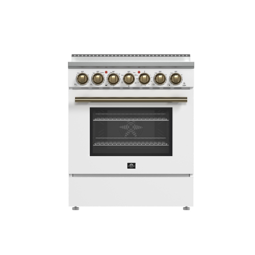 FORNO  Paolo 30-Inch Freestanding Electric Range, White, 4.38 Cu.ft, True Convection Oven, Energy Efficient