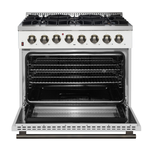 Forno Galiano 36" Freestanding Dual Fuel Range in White