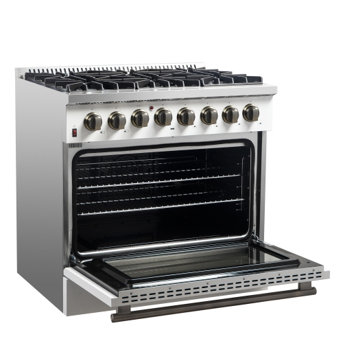 Forno Galiano 36" Freestanding Dual Fuel Range in White