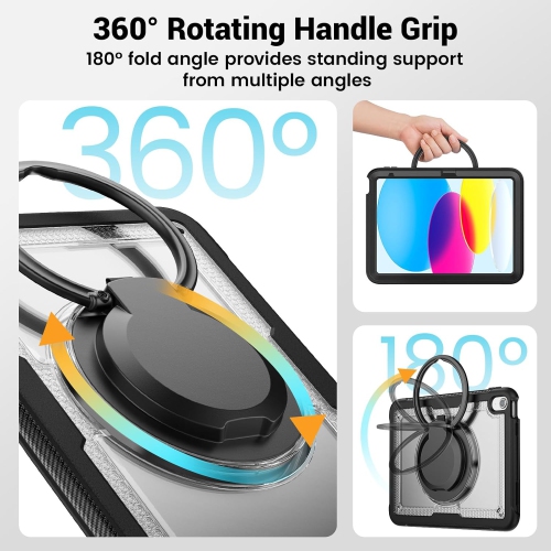 XCRS Heavy Duty Shockproof Cover with Rotating Stand Handle Grip Case for iPad 10.9 inch 10th Gen 11th Gen