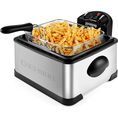 Friteuse 4,5&nbsp;L de Chefman, très grande capacité, température réglable et minuterie - Acier inoxydable
