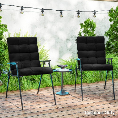 2 coussins de chaise de jardin Outsunny, ensemble de coussins de rechange de siège de terrasse avec attaches, dossier capitonné pour meubles de