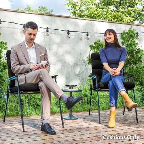 2 coussins de chaise de jardin Outsunny, ensemble de coussins de rechange de siège de terrasse avec attaches, dossier capitonné pour meubles de