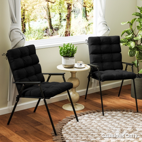 2 coussins de chaise de jardin Outsunny, ensemble de coussins de rechange de siège de terrasse avec attaches, dossier capitonné pour meubles de
