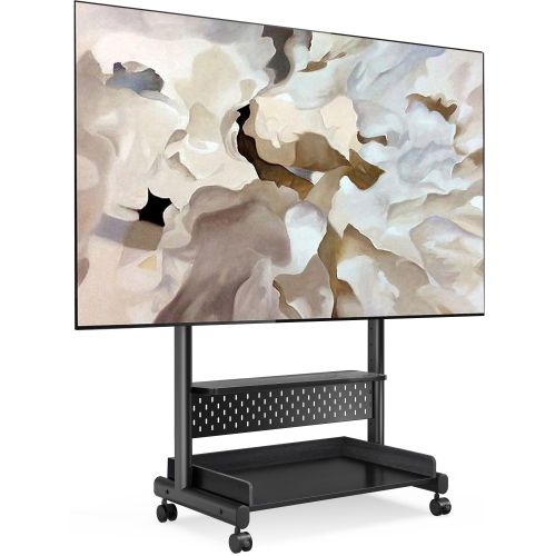 FITUEYES  Tv Stand With Wheels for 40 to 85 Inch Led Lcd Flat Screen, Max Vesa 600X400Mm, Holds Up to 132 Lbs, Corner Tv Stand Mount With Storage