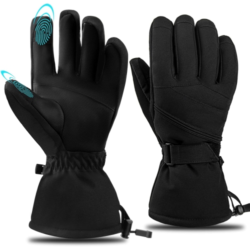 Winter Ski Gloves for Women Men , Waterproof Touchscreen Snow Gloves, Warm Snowboard Gloves for Cold Weather Skiing, Large