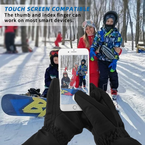 Gants de ski d'hiver pour Femme Homme , Gants de neige étanches pour écran tactile, Gants de planche à neige chauds pour le ski par temps froid, Grand