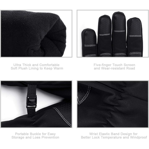 Gants d'hiver pour hommes 100 % imperméables à l'eau, écran tactile épais et chaud pour le ski et le travail en plein air