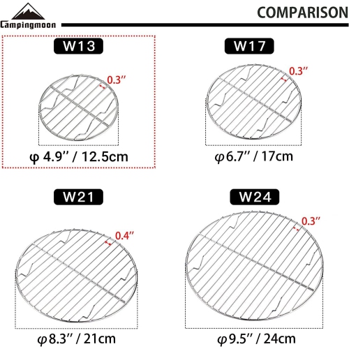 Dia Round Stainless Steel Cooking Grid Grill Fits for Backpacking Pocket Stove W13, Dia 4.9 Inches, Fits for Backpacking Pocket Stove W13