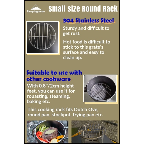 Dia Round Stainless Steel Cooking Grid Grill Fits for Backpacking Pocket Stove W13, Dia 4.9 Inches, Fits for Backpacking Pocket Stove W13