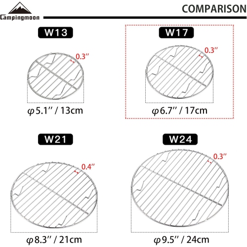 Dia Round Stainless Steel Cooking Grid Grill Fits for Backpacking Pocket Stove W13,Dia 6.7 Inches, W17