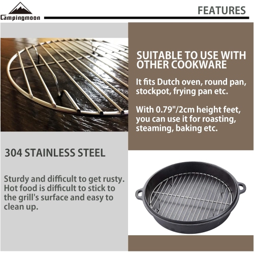 Dia Round Stainless Steel Cooking Grid Grill Fits for Backpacking Pocket Stove W13,Dia 8.3 Inches, W21