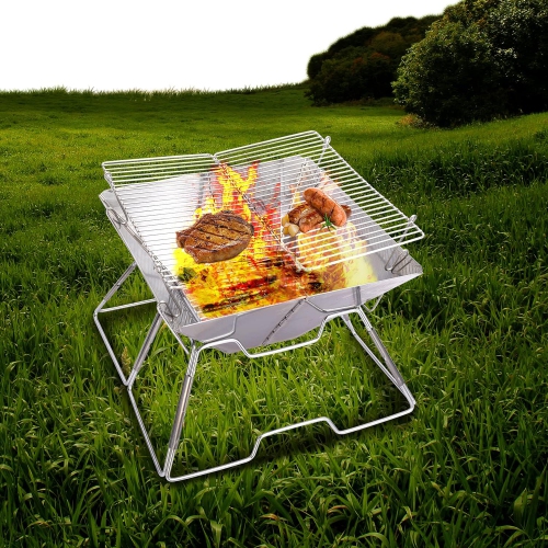 Outdoor Fire Pits, Small Portable Folding Campfire Grill, Wood Stove Burner with Carrying Bag for Outdoor Backpacking Hiking Garden BBQ
