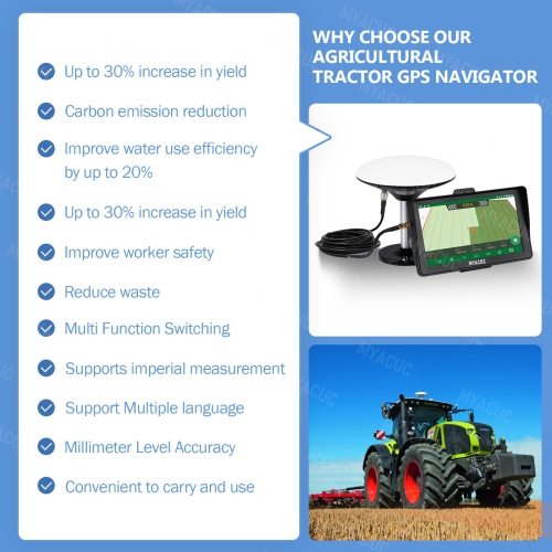 Tracteur agricole 7 pouces Navigateur GPS Harvester Haute précision Navigateur agricole GPS Système de navigation GPS agricole