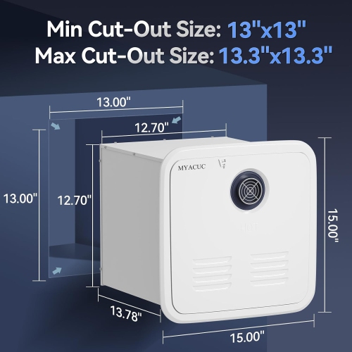 RV Tankless Water Heater Propane, MYACUC 55000 BTU RV On Demand Water Heater with Remote & 15" x 15" Door, Instant Camper Hot Water Heater for RV