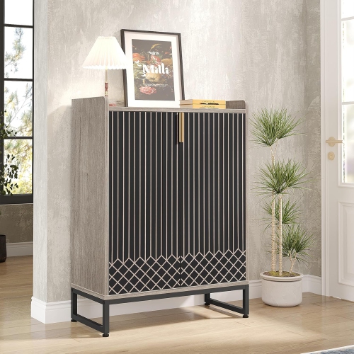 Tribesigns – Armoire à chaussures avec portes, armoire de rangement à chaussures à 5 niveaux pour l'entrée, armoire de rangement à chaussures en bois