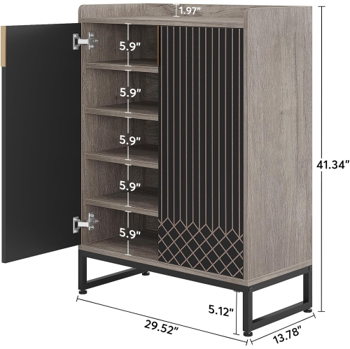 Tribesigns – Armoire à chaussures avec portes, armoire de rangement à chaussures à 5 niveaux pour l'entrée, armoire de rangement à chaussures en bois