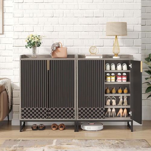 Tribesigns – Armoire à chaussures avec portes, armoire de rangement à chaussures à 5 niveaux pour l'entrée, armoire de rangement à chaussures en bois