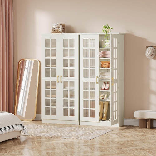 Armoire à chaussures haute de 71&nbsp;po avec portes de Tribesigns, armoire de rangement à chaussures à 8 niveaux avec tablettes réglables, armoire