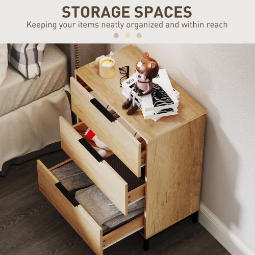 HOMCOM 3 Drawer Dresser for Bedroom, Tall Chest of Drawers, Storage Organizer Cabinet for Entryway, Hallway, Natural Wood Grain