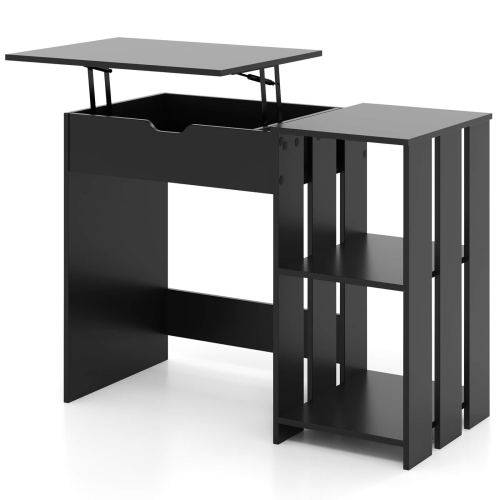 Costway Lift Top Computer Desk Standing Desk with Hidden Compartments & Storage Shelves