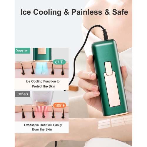 Épilation laser pour femmes et hommes, appareil d'épilation avec épilation rafraîchissante pour jambes faciales Bras tout le corps à la maison
