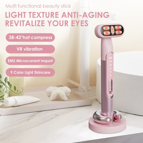 Vendre à succès EMS Micro-courant Hot Compress Lighten Dark Circles Electric Eye Skin incare Wand Anti Aging Therapy Eye Massager pour les yeux