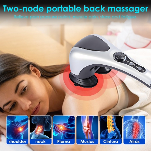 Double Head Impact Massager Handheld Back Massager with Heating Function for Neck Shoulders and Legs
