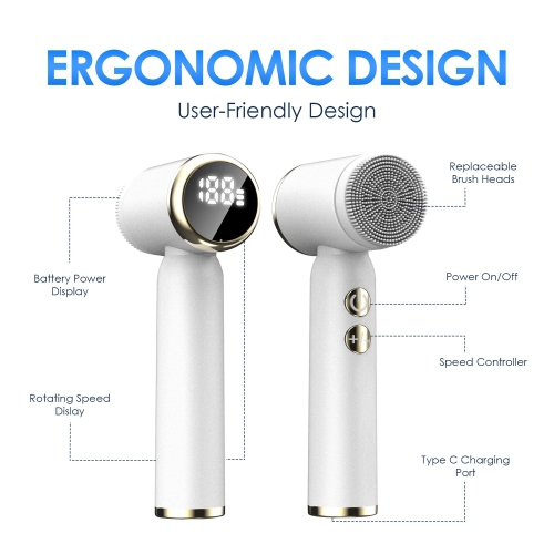 6 IN 1 Ultrasonic Facial Exfoliating Cleaner Facial Massager Face Scrubber Brush for Deep Cleaning, Gentle Exfoliating,Massaging