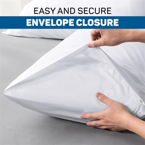 Canadian Linen Cotton Envelope Pillow Protector Sleeve Encasement 20"x26" Standard 4 pack Soft Breathable Noiseless Cooling Hotel Bed Bug Proof Fabric