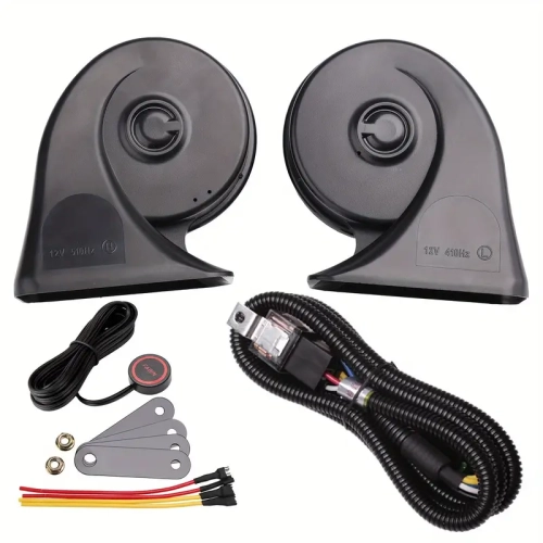Universal Car Rear Bumper Diffuser, 12V Loud Snail Horn Kit, 2pcs Hood Intake Louver Vents