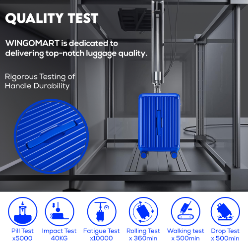 WINGOMART 3-Piece Luggage Set Lightweight Durable PC+ABS Hardshell, Double Spinner Wheels, TSA Lock - 22in/26IN/30in - BLUE