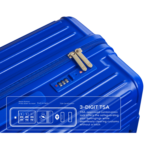 WINGOMART 3-Piece Luggage Set Lightweight Durable PC+ABS Hardshell, Double Spinner Wheels, TSA Lock - 22in/26IN/30in - BLUE