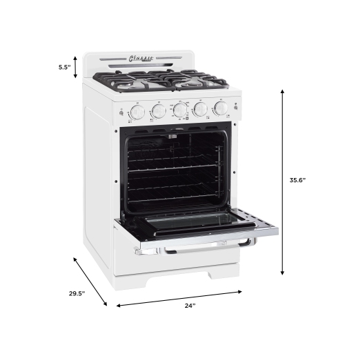 Scratch and Dented - Unique Classic Retro 24" 2.9 Cu. Ft. Fan Convection Freestanding Gas Range (UGP-24CR W) - Marshmallow White