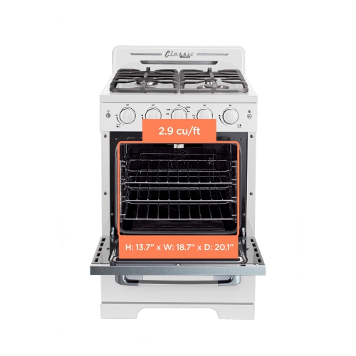 Scratch and Dented - Unique Classic Retro 24" 2.9 Cu. Ft. Fan Convection Freestanding Gas Range (UGP-24CR W) - Marshmallow White