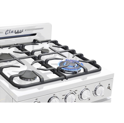 Scratch and Dented - Unique Classic Retro 24" 2.9 Cu. Ft. Fan Convection Freestanding Gas Range (UGP-24CR W) - Marshmallow White