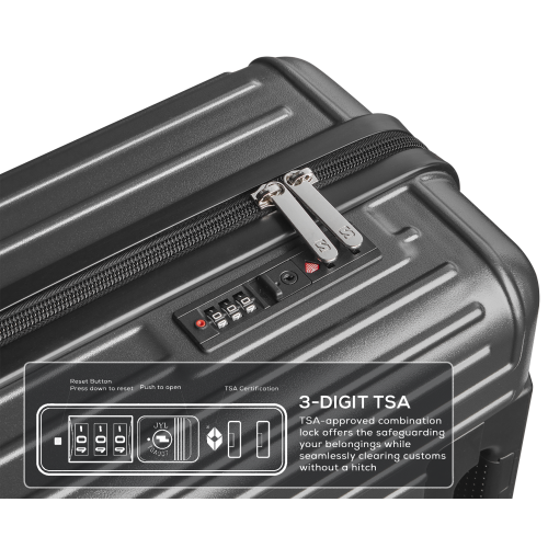 WINGOMART 3-Piece Luggage Set Lightweight Durable PC+ABS Hardshell, Double Spinner Wheels, TSA Lock - 22in/26IN/30in - GREY