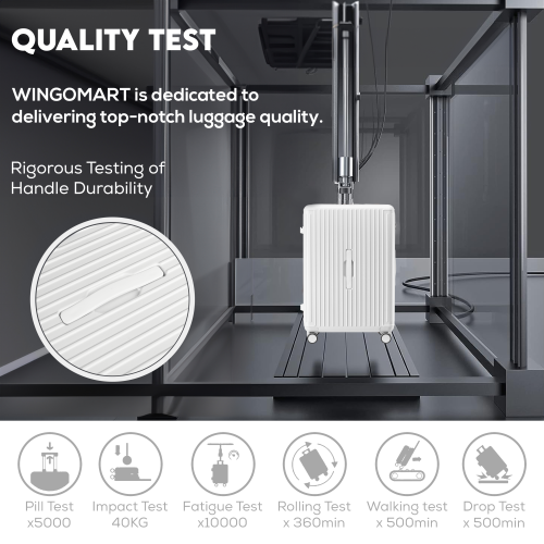 WINGOMART 3-Piece Luggage Set Lightweight Durable PC+ABS Hardshell, Double Spinner Wheels, TSA Lock - 22in/26IN/30in - WHITE