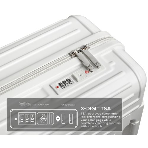 WINGOMART 3-Piece Luggage Set Lightweight Durable PC+ABS Hardshell, Double Spinner Wheels, TSA Lock - 22in/26IN/30in - WHITE