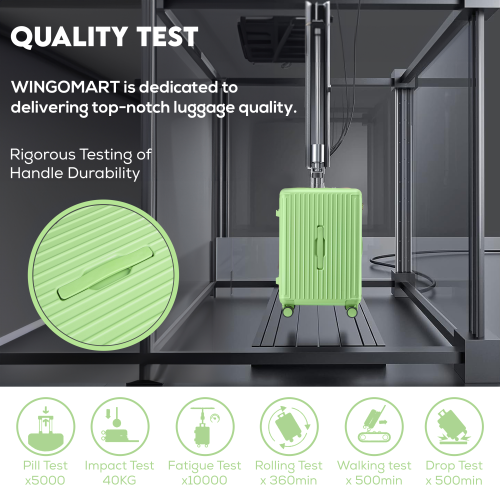 WINGOMART 3-Piece Luggage Set Lightweight Durable PC+ABS Hardshell, Double Spinner Wheels, TSA Lock - 22in/26IN/30in- GREEN