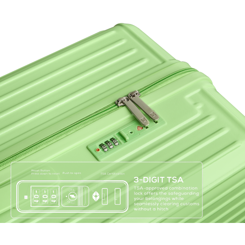 WINGOMART 3-Piece Luggage Set Lightweight Durable PC+ABS Hardshell, Double Spinner Wheels, TSA Lock - 22in/26IN/30in- GREEN