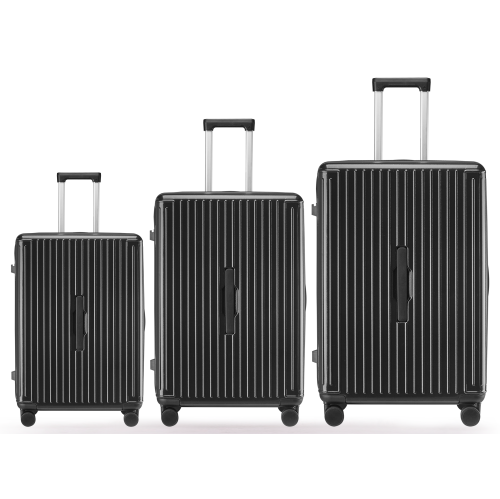 WINGOMART 3-Piece Luggage Set Lightweight Durable PC+ABS Hardshell, Double Spinner Wheels, TSA Lock - 22in/26IN/30in- BLACK
