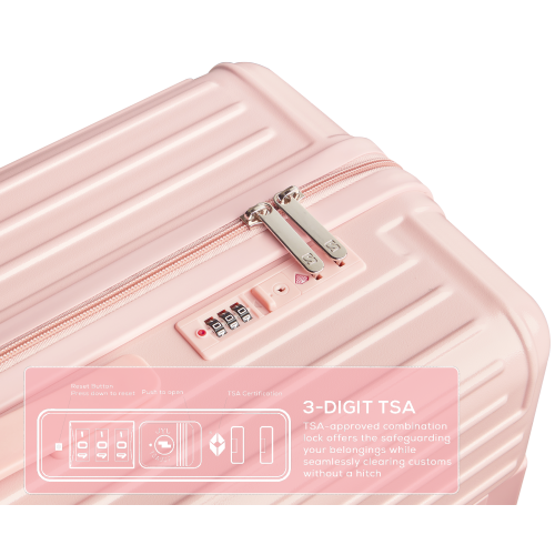 WINGOMART 3-Piece Luggage Set Lightweight Durable PC+ABS Hardshell, Double Spinner Wheels, TSA Lock - 22in/26IN/30in - PINK