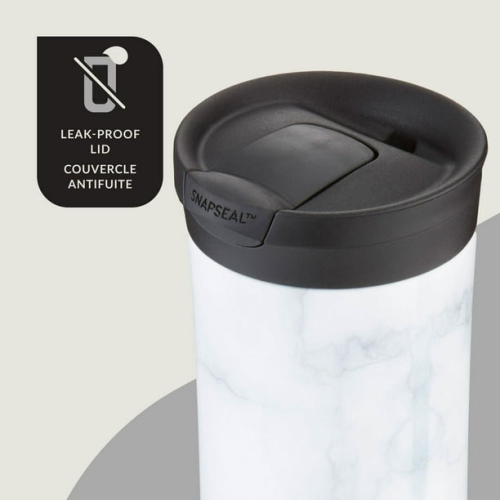 Contigo - SNAPSEAL Huron Couture 2.0 Stainless Steel Travel Mug, Insulated, 20oz / 568ml, Marble White