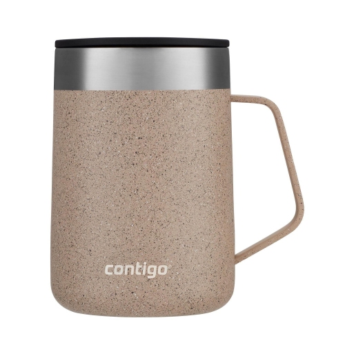 Image 1 of 7.. Contigo - Streeterville Stainless Steel Travel Mug with Handle, Sliding Lid, Insulated, 14oz / 414ml, Brown Sugar Speckled
