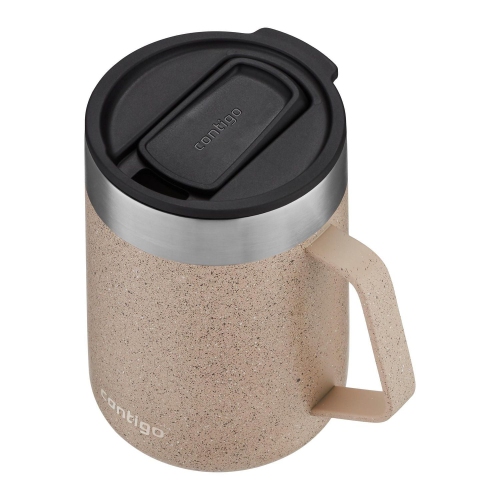 Contigo - Streeterville Stainless Steel Travel Mug with Handle, Sliding Lid, Insulated, 14oz / 414ml, Brown Sugar Speckled