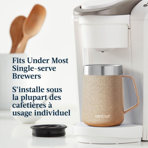 Contigo - Streeterville Stainless Steel Travel Mug with Handle, Sliding Lid, Insulated, 14oz / 414ml, Brown Sugar Speckled